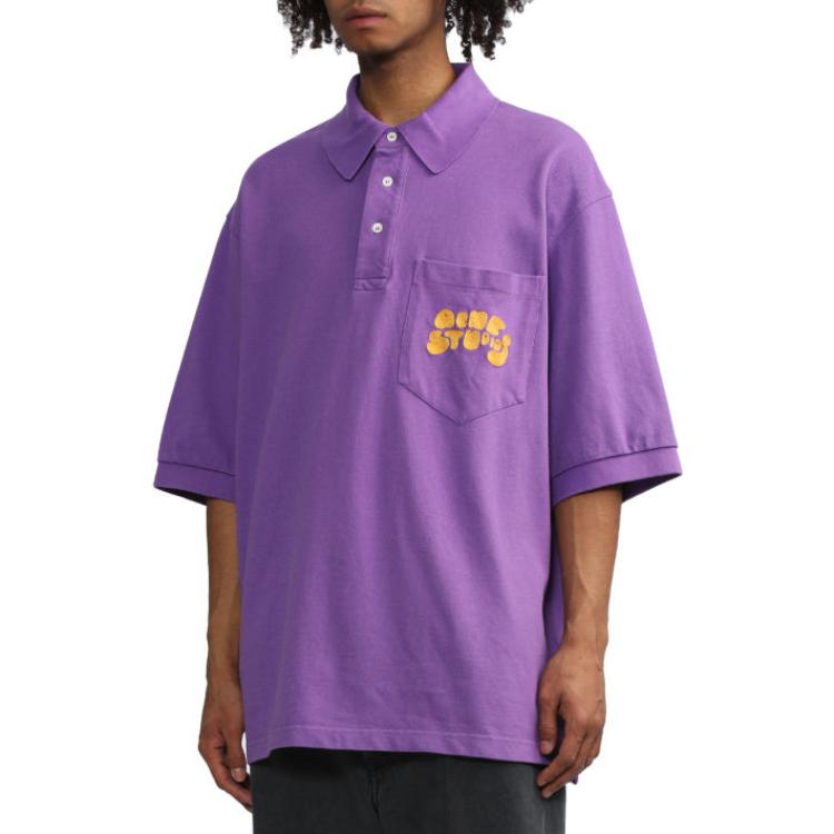 Purchase Acne Studios Polo Ungu Lengan Pendek dengan Sulaman Logo. BL0326-PPL