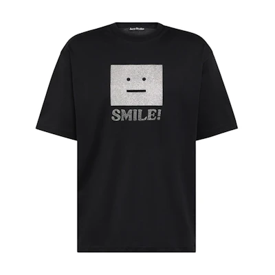 Acne Studios Relaxed Fit Cotton Knit Short Sleeve T-Shirt Black P00941852