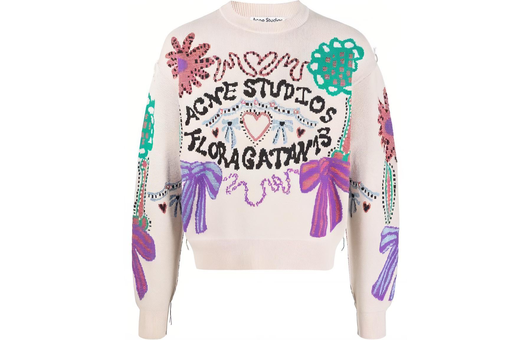 Acne Studios  Relaxed Fit Embroidered Lettering Crewneck Sweater. B60261-BRH