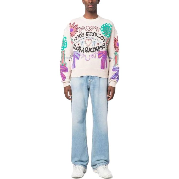 Lookbook アクネ ストゥディオズ リラックスフィット 刺繍文字入りクルーネックスウェット。 B60261-BRH