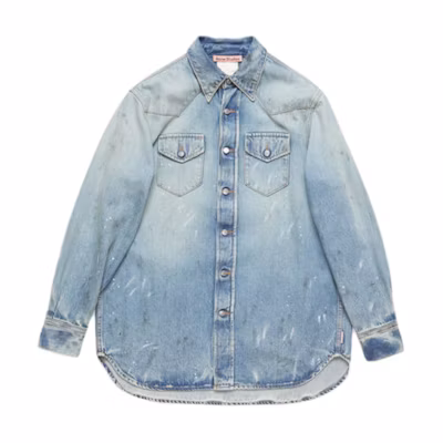 Acne Studios Relaxed Fit Light Blue Denim Shirt with Dual Chest Pockets CB0070-228