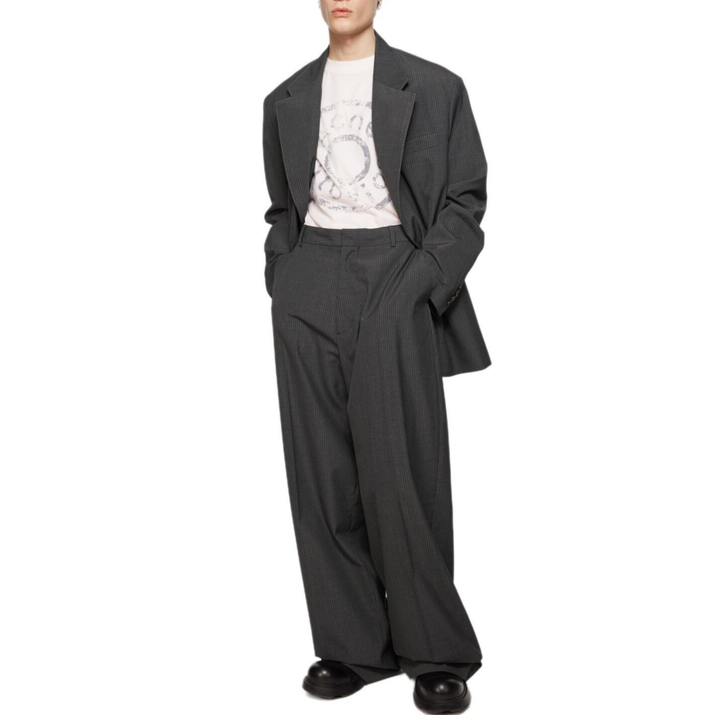 Shop Acne Studios 寬鬆版中腰長褲 深灰色 BK0620-AA2