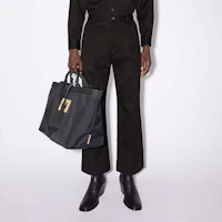 Shop Acne Studios 素黑寬鬆剪裁九分喇叭褲 BK0462-900