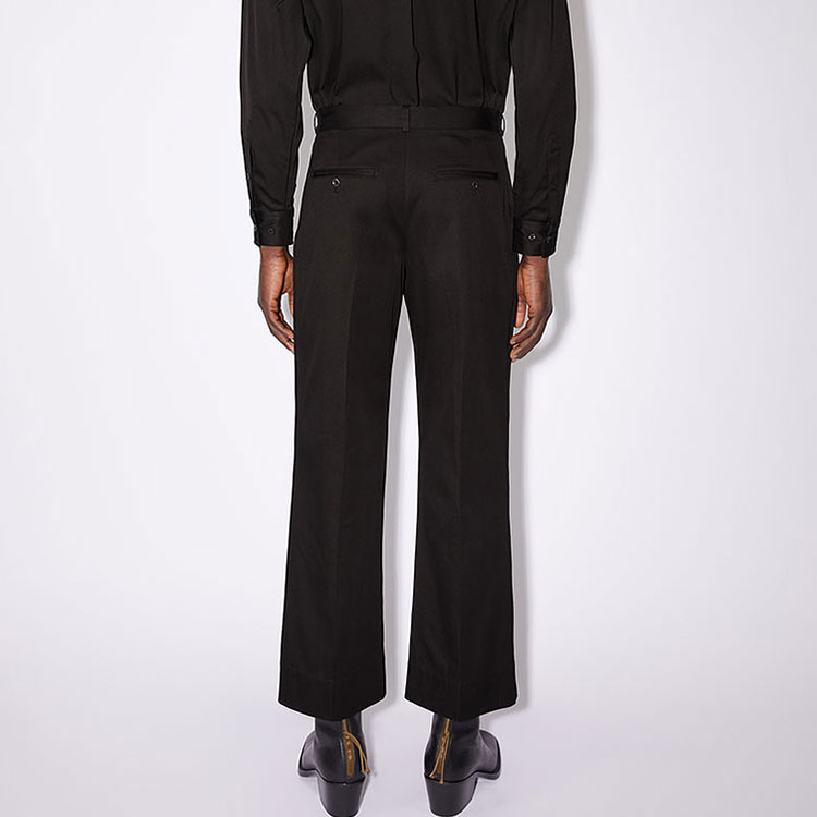 Purchase Acne Studios 纯黑色宽松剪裁微喇九分裤 BK0462-900