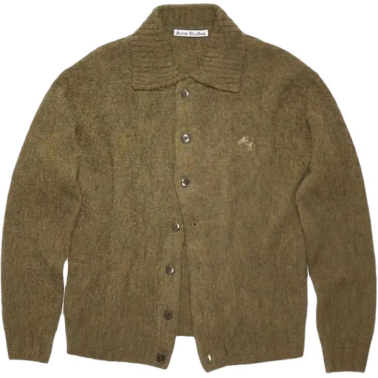 Acne Studios  Solid Button-Up Knit Cardigan Deep Green. B60294