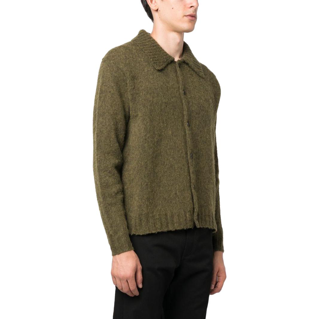 Details for Acne Studios Solid Button-Up Knit Cardigan Hijau Tua. B60294