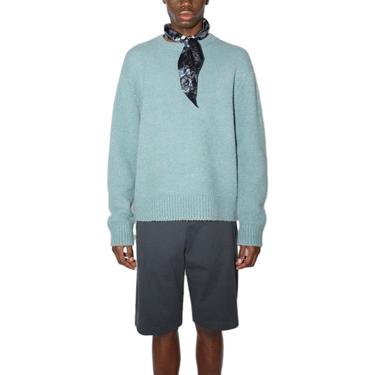 Lookbook Acne Studios  Solid Color Crewneck Pullover Sweater Blue. B60278-AAO