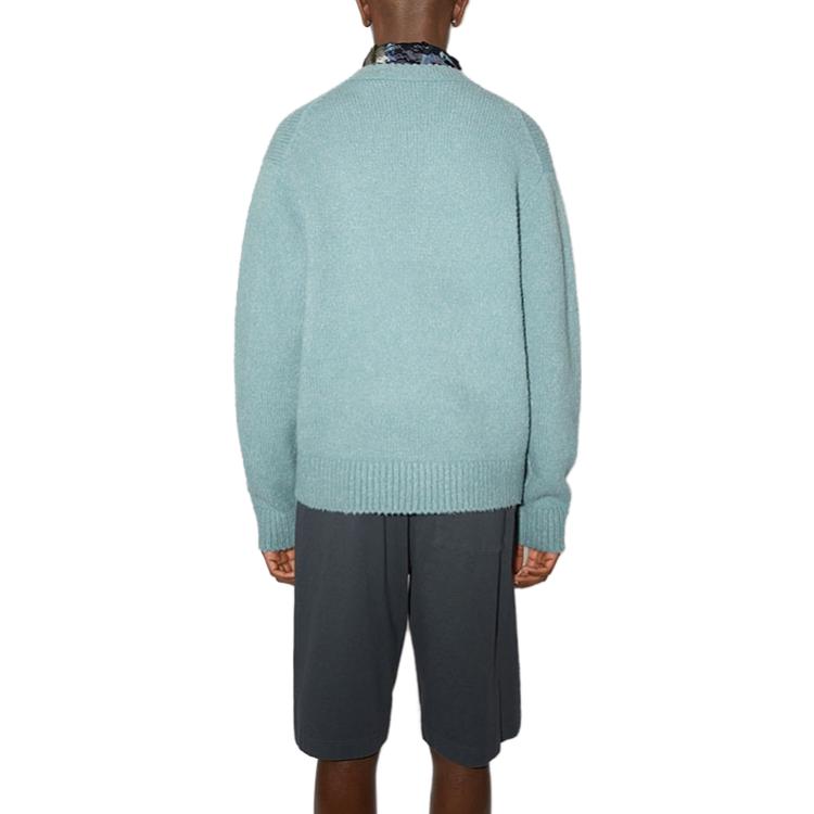 Shop Acne Studios  Solid Color Crewneck Pullover Sweater Blue. B60278-AAO