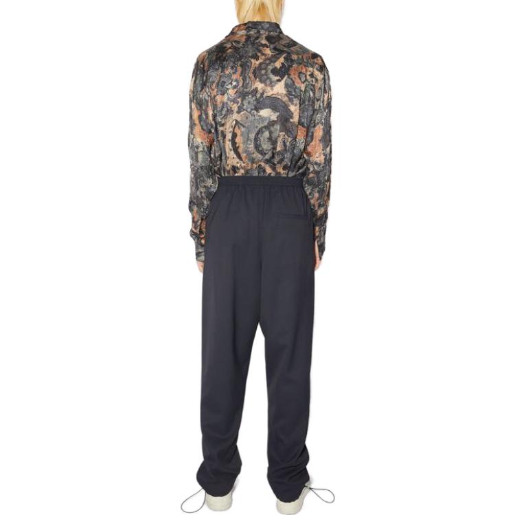 Shop Acne Studios 素色直筒彈性腰休閒長褲 BK0553-BG3