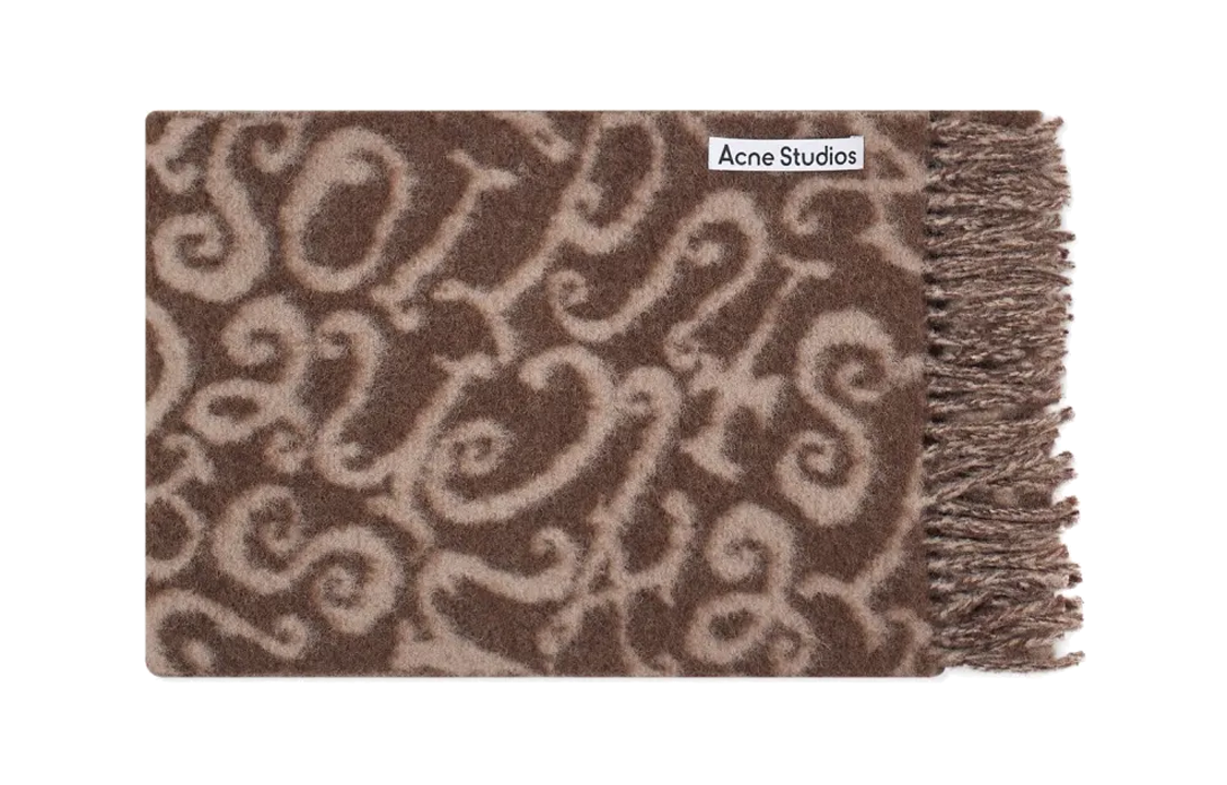 Acne Studios  Tassel Trim Wool Scarf Brown CA0279AFQ