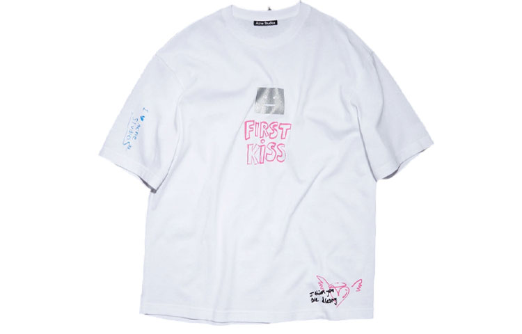 Acne Studios  White Loose Fit Crewneck T-Shirt with Letter Print. FA-UX-TSHI000226 圖 2