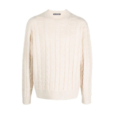 Acne Studios White Plain Loose Fit Crewneck Pullover Sweater. POIZON240717479