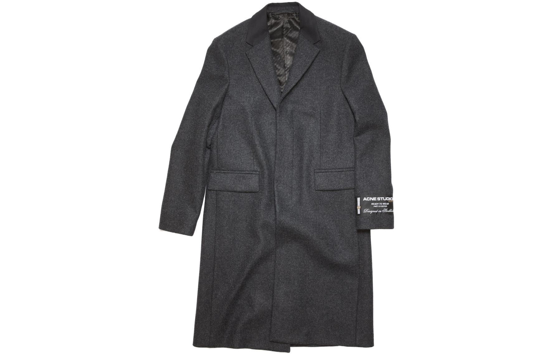 Acne Studios  Wool Long Coat Dark Grey Retro Style B90724-W30