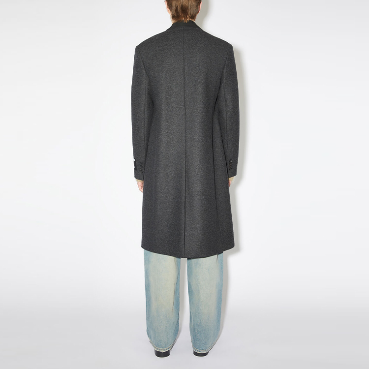 Shop Acne Studios 深灰色羊毛长大衣 复古风格 B90724-W30