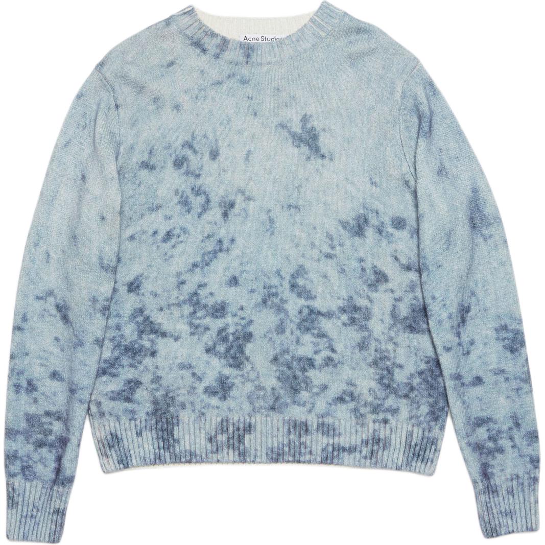 Acne Studios Acid Print Knit Pullover Sweater Navy Blue  FW2024 Collection. B60329-CQN