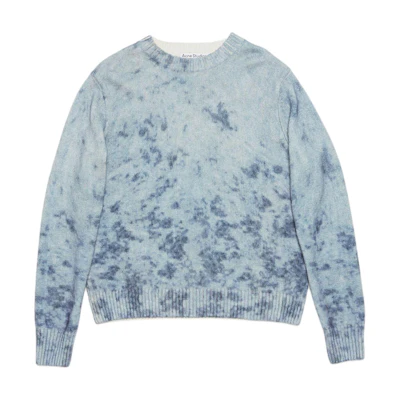 Acne Studios Acid Print Knit Pullover Sweater Navy Blue FW2024 Collection. B60329-CQN