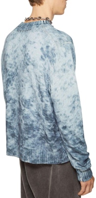 Acne Studios Acid Print Knit Pullover Sweater Navy Blue FW2024 Collection. B60329-CQN Shop Acne Studios Acid Print Knit Pullover Sweater Navy Blue FW2024 Collection. B60329-CQN