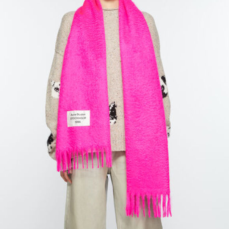 Acne Studios Alpaca Wool Logo Scarf Unisex Couple Style - Pink. CA0350 圖 4