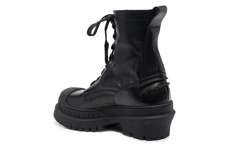 Lookbook Acne Studios レザー レースアップ アンクルブーツ (ブラック) BD0182-AX0