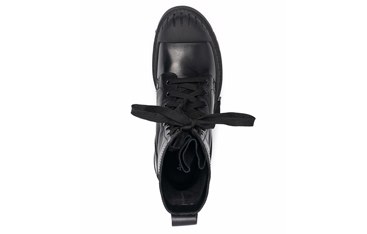 Shop Acne Studios レザー レースアップ アンクルブーツ (ブラック) BD0182-AX0