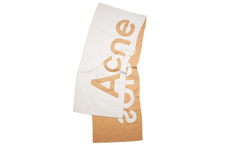 Acne Studios Beige Logo Jacquard Scarf Shawl Unisex Couple Style. CA0154-CRB