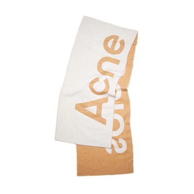 Acne Studios Beige Logo Jacquard Scarf Shawl Unisex Couple Style. CA0154-CRB