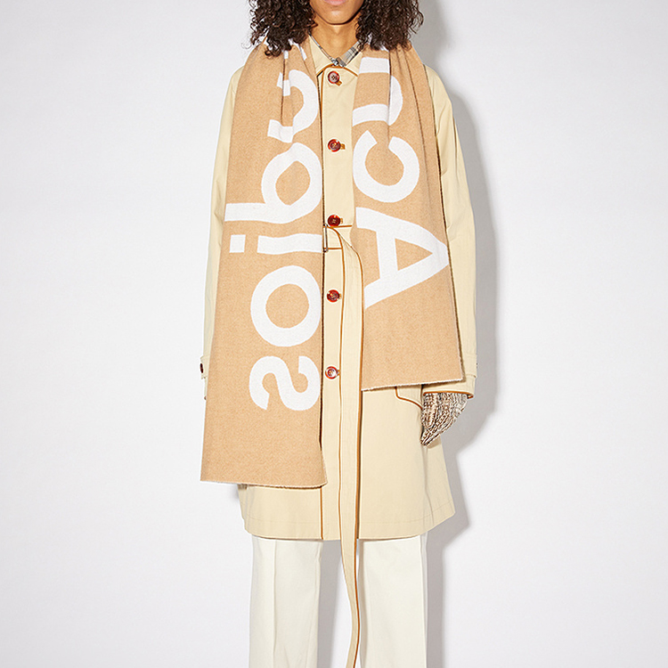 Acne Studios Beige Logo Jacquard Scarf Shawl Unisex Couple Style. CA0154-CRB 圖 3