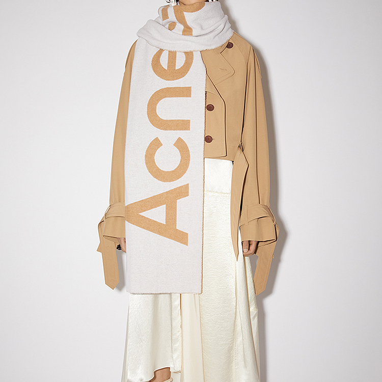 Acne Studios Beige Logo Jacquard Scarf Shawl Unisex Couple Style. CA0154-CRB 圖 4