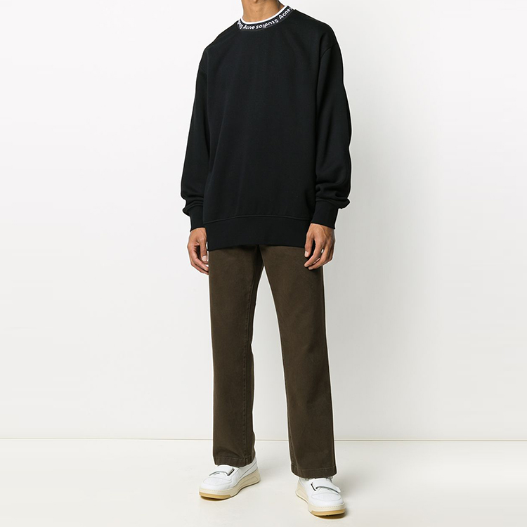 Shop Acne Studios 黑色棉质圆领标志卫衣. BI0078-BLACK