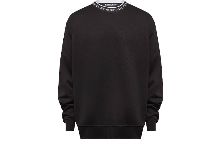 Acne Studios Black Crewneck Sweatshirt with Logo Lettering on Collar BI0078-900