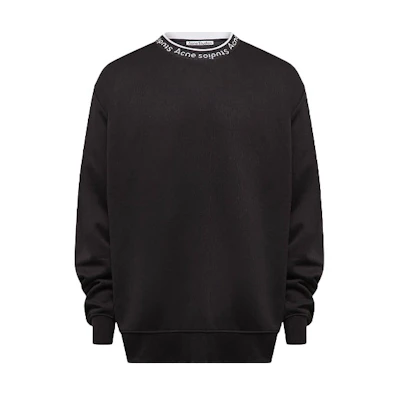 Acne Studios Black Crewneck Sweatshirt with Logo Lettering on Collar BI0078-900