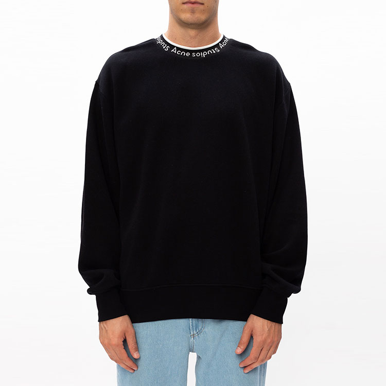 Details for Acne Studios 黑色圓領衛衣，領口飾有字母標誌 BI0078-900