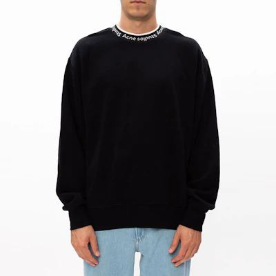 Acne Studios 黑色圓領衛衣,領口飾有字母標誌 BI0078-900 Details for Acne Studios 黑色圓領衛衣,領口飾有字母標誌 BI0078-900