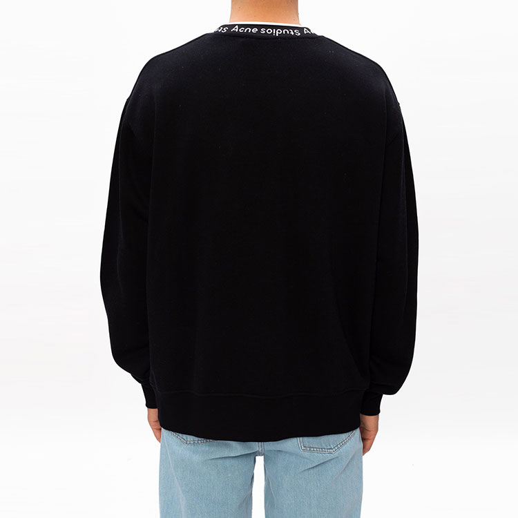 Sizing Acne Studios 黑色圓領衛衣，領口飾有字母標誌 BI0078-900