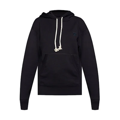Acne Studios Black Embroidered Face Drawstring Hoodie Unisex. CI0075-900