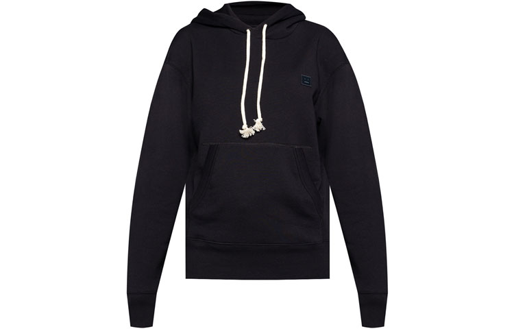 Acne Studios Black Embroidered Face Drawstring Hoodie Unisex. CI0075-900 圖 2