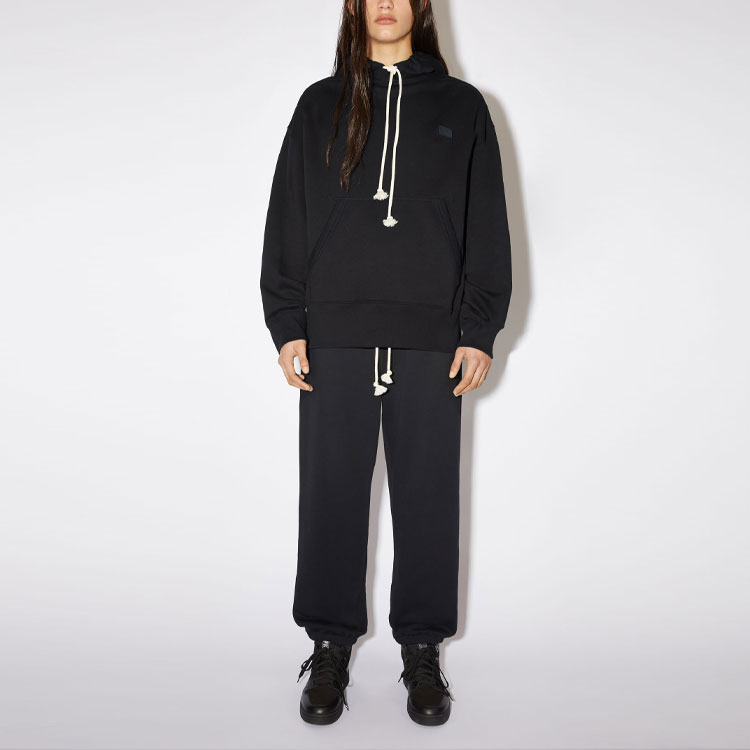 Acne Studios Black Embroidered Face Drawstring Hoodie Unisex. CI0075-900 圖 4