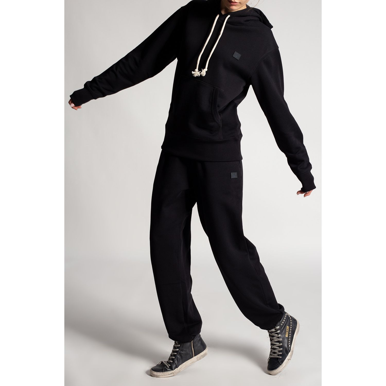 Acne Studios Black Embroidered Face Drawstring Hoodie Unisex. CI0075-900 圖 7