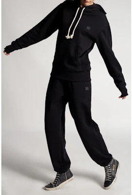 Acne Studios 黑色刺绣笑脸抽绳连帽衫 男女同款. CI0075-900 Sizing Acne Studios 黑色刺绣笑脸抽绳连帽衫 男女同款. CI0075-900