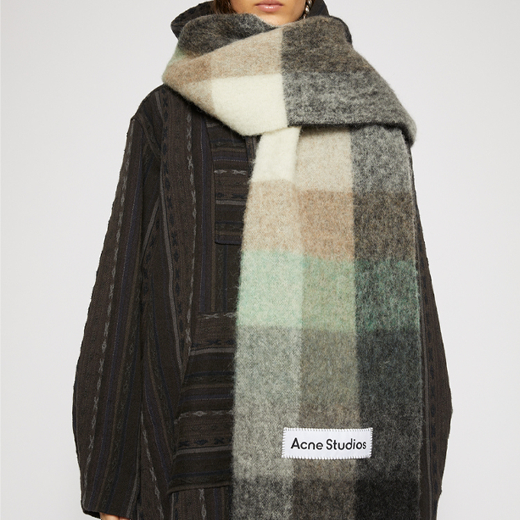 Acne Studios Black Grey Wool Knit Scarf Unisex Fashionable Luxe Accessory CA0084-BO8 圖 5