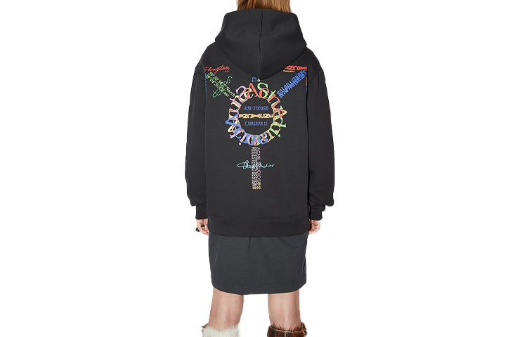 Lookbook Acne Studios Black Hoodie with Back Graphic Print BI0147-900