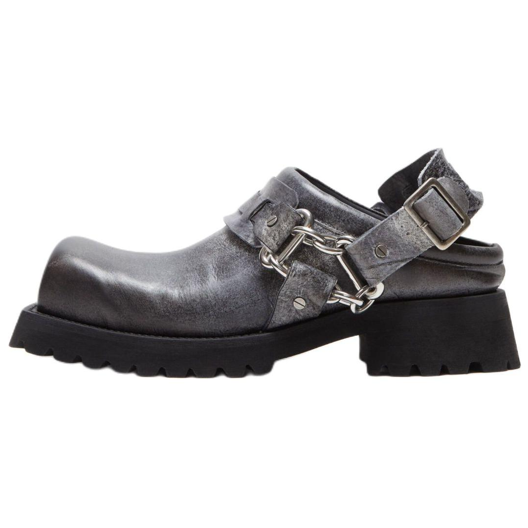 Acne Studios Black Leather Square-Toe Buckle Loafers BD0332-J83