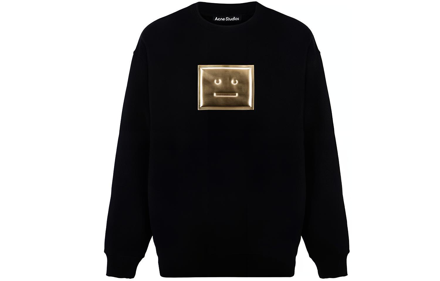 Acne Studios Black Sweater with Metal Logo on Chest CI0068-900
