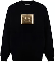 Acne Studios Black Sweater with Metal Logo on Chest CI0068-900 Acne Studios Black Sweater with Metal Logo on Chest CI0068-900