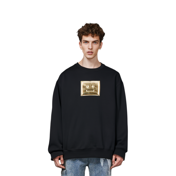 Sizing アクネ ストゥディオズ 黒セーター メタルロゴ付 CI0068-900