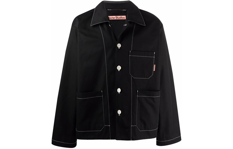 Acne Studios Black Twill Jacket with Multiple Pockets and Single Breasted Design B90539-900