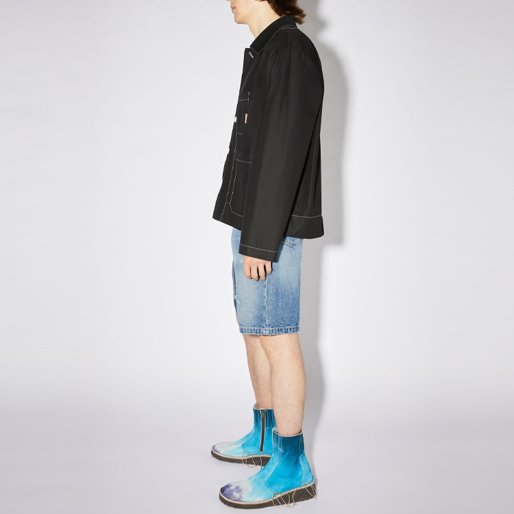 Purchase Chaqueta Negra Acne Studios de Sarga con Múltiples Bolsillos y Diseño de Un Solo Botón. B90539-900