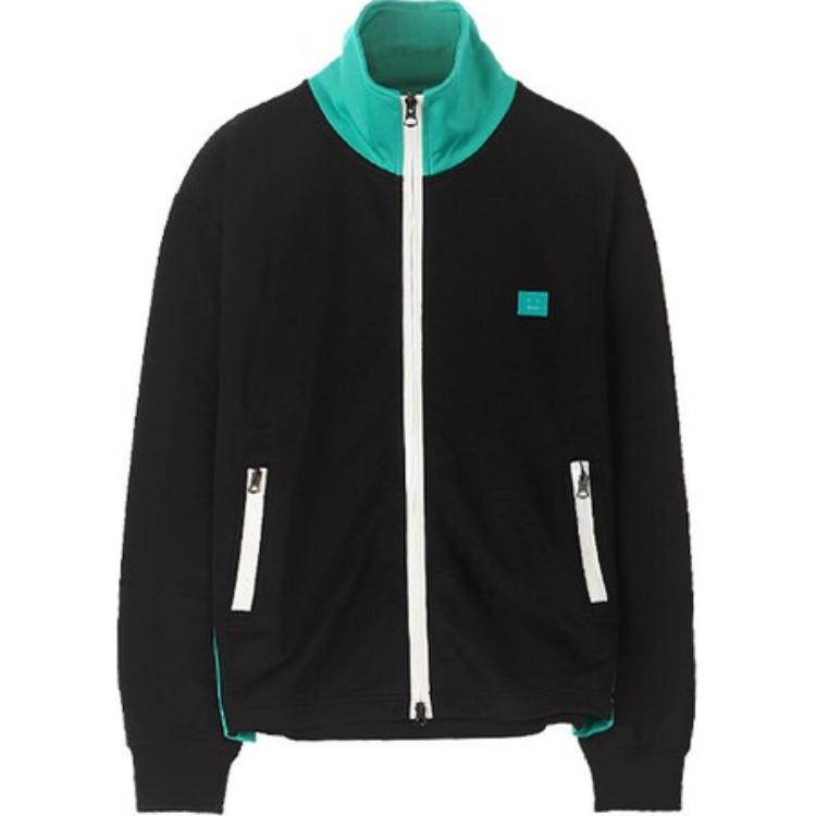 Acne Studios Black Zip-Up Logo Mock Neck Fitted Jacket CI0042-900