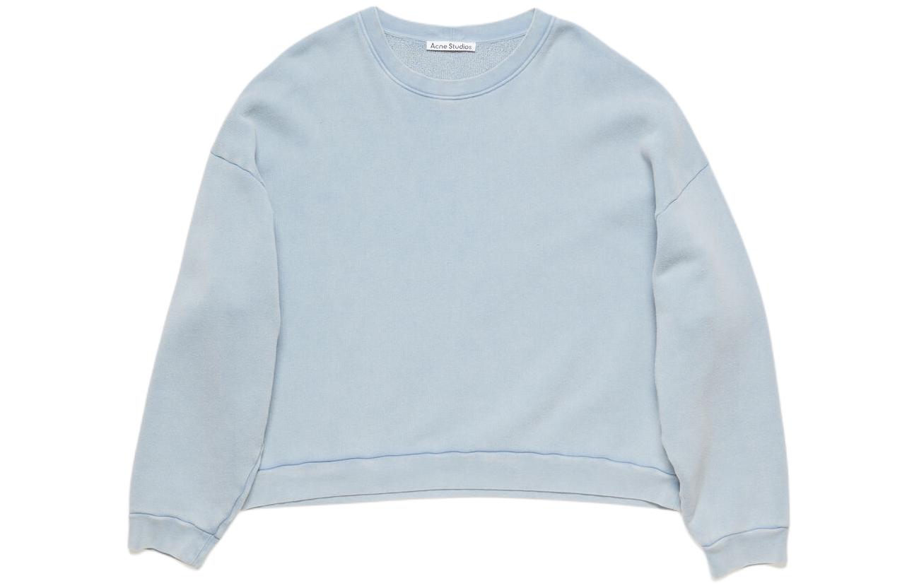 Acne Studios Blue Oversized Crewneck Sweatshirt with Logo Patch CI0137-DKP