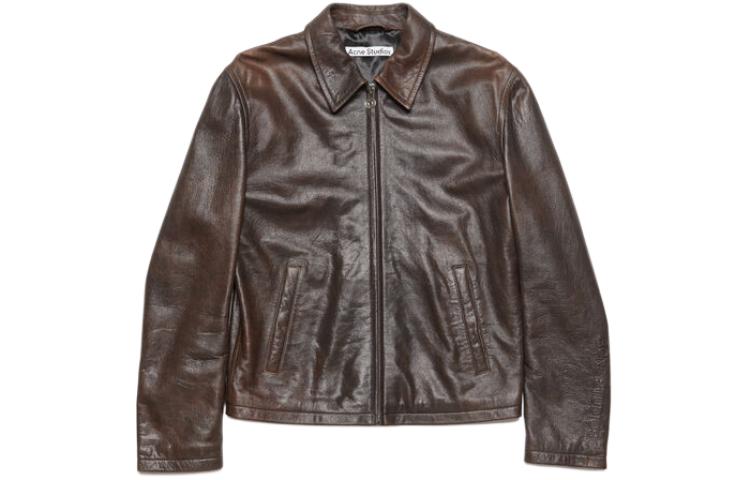 Acne Studios Brown Leather Zip-Up Jacket B70138-700